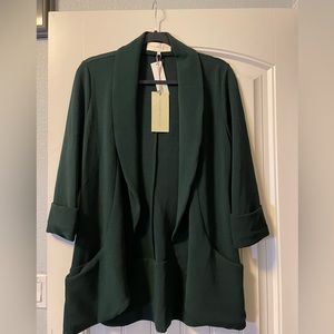 FrenchMauve Melanie knit tunic blazer -size L - brand new! Beautiful green/teal!